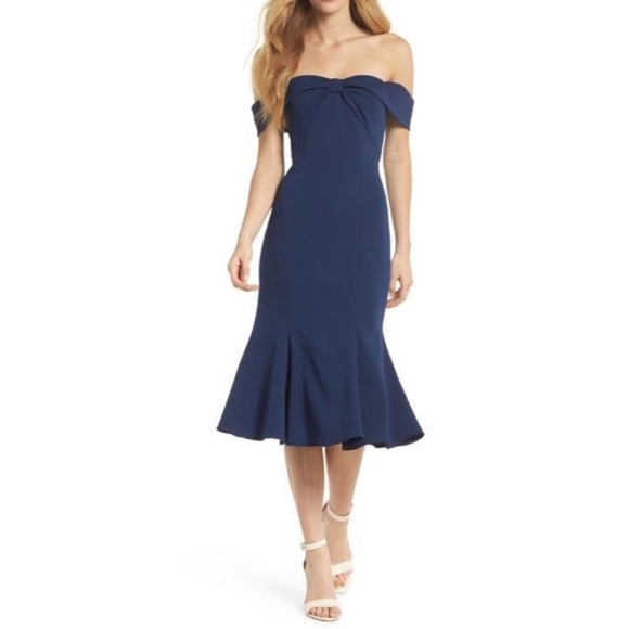 Gal Meets Glam Tyler Off Shoulder Scuba Crepe Dress - Size 10 - Picture 5 of 15